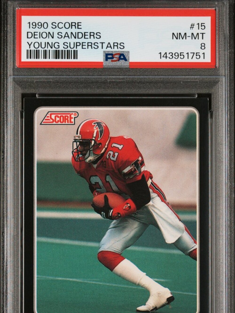1990 Score Young Superstars Deion Sanders #15 PSA 8
